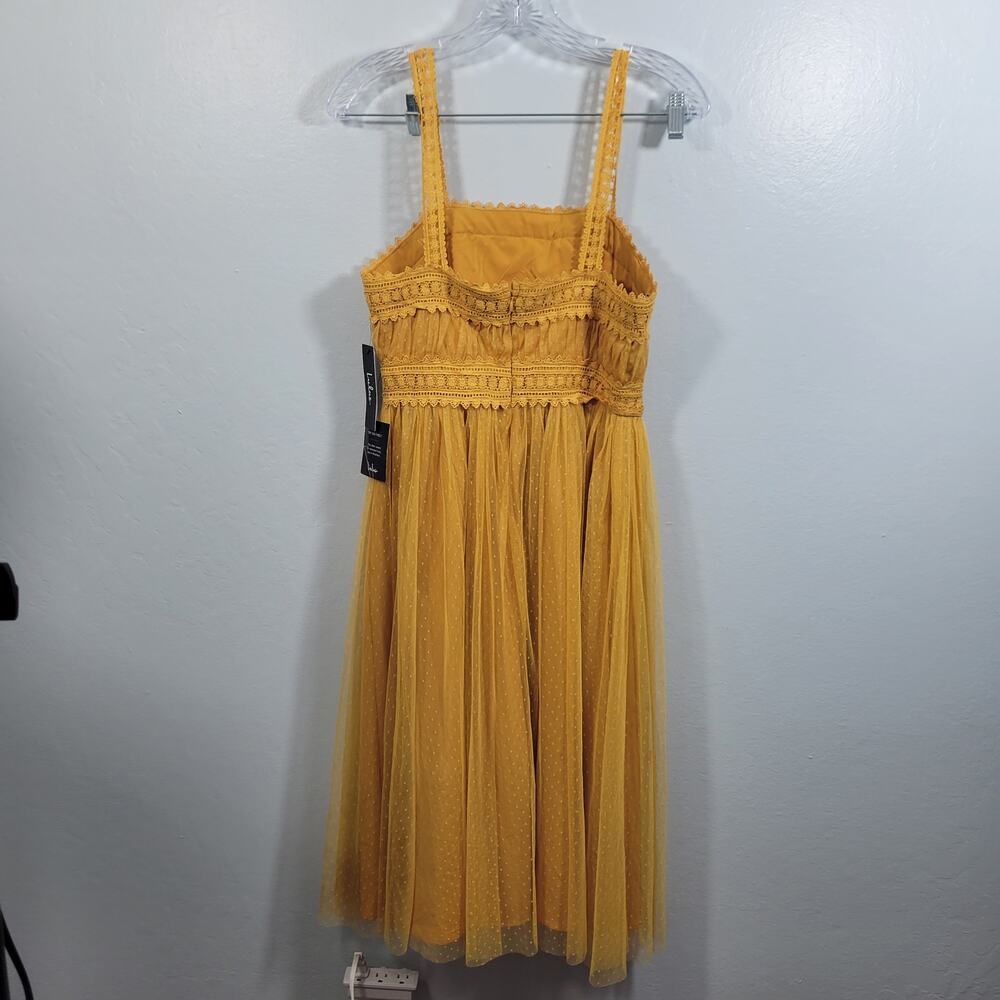 Lulus Forever Love Golden Yellow Swiss Dot Sleeveless Dress Size S 122925-2Clo2 - Picture 4 of 9